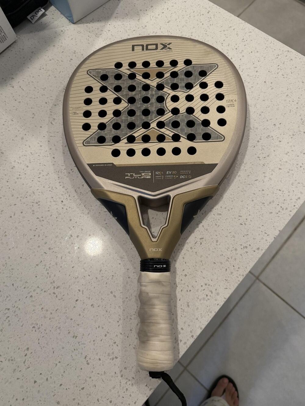 NOX TL10 Future Padel Racket 12K Carbon 38mm Gold Tino Libaak Spain Sports